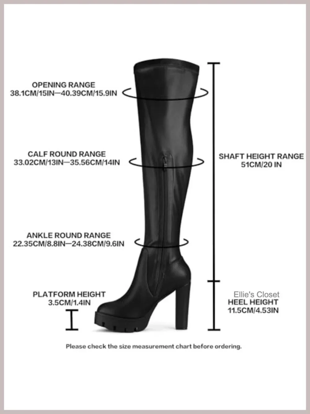 Faux Leather Chunky Heel Over Knee Platform Boots